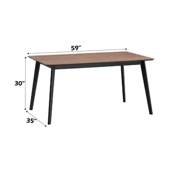 59" Walnut and Black Wood Dining Table