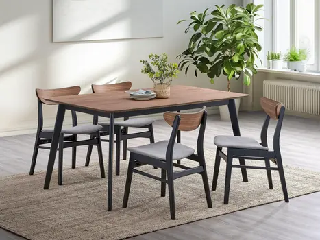 59" Walnut and Black Wood Dining Table
