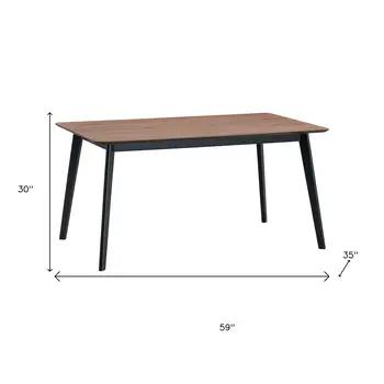 59" Walnut and Black Wood Dining Table