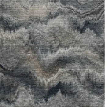 3' X 5' Gray And Silver Abstract Washable Indoor Outdoor Area Rug