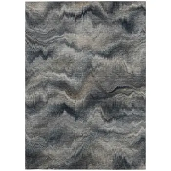 5' X 8' Gray And Silver Abstract Washable Indoor Outdoor Area Rug