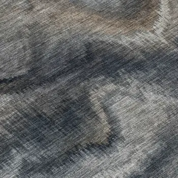 8' Gray And Silver Round Abstract Washable Indoor Outdoor Area Rug