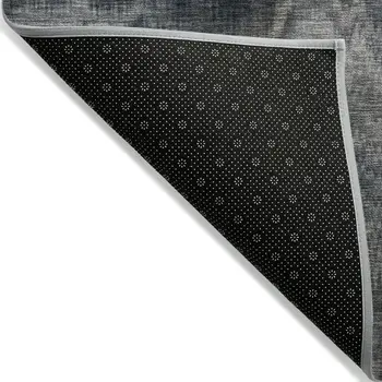 8' X 10' Gray And Silver Abstract Washable Indoor Outdoor Area Rug