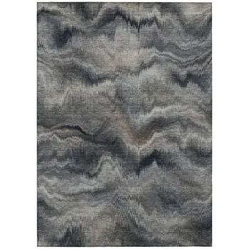 10' X 14' Gray And Silver Abstract Washable Indoor Outdoor Area Rug