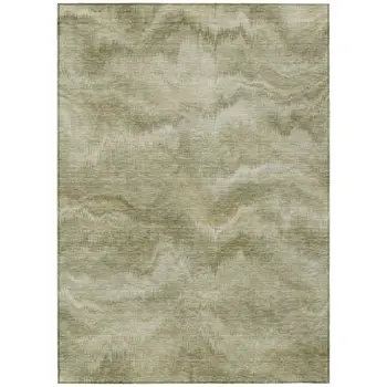 5' X 8' Sage And Ivory Abstract Washable Indoor Outdoor Area Rug