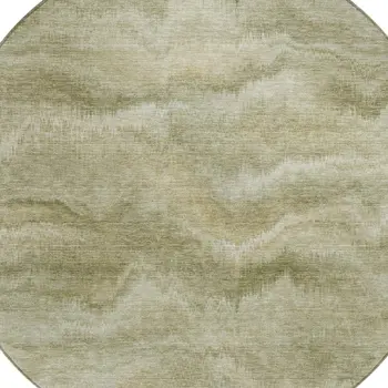 8' Sage And Ivory Round Abstract Washable Indoor Outdoor Area Rug