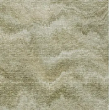 9' X 12' Sage And Ivory Abstract Washable Indoor Outdoor Area Rug