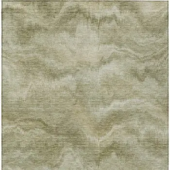 10' X 14' Sage And Ivory Abstract Washable Indoor Outdoor Area Rug