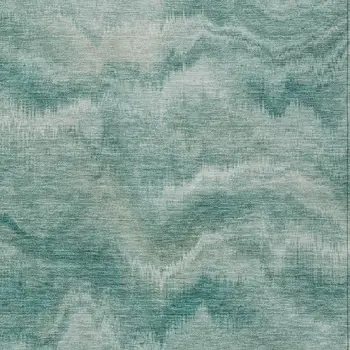 3' X 5' Teal Blue And Ivory Abstract Washable Indoor Outdoor Area Rug