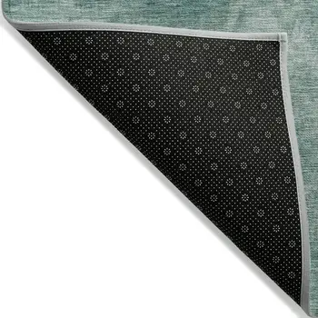8' X 10' Teal Blue And Ivory Abstract Washable Indoor Outdoor Area Rug