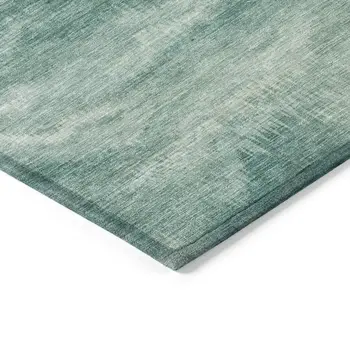 9' X 12' Teal Blue And Ivory Abstract Washable Indoor Outdoor Area Rug