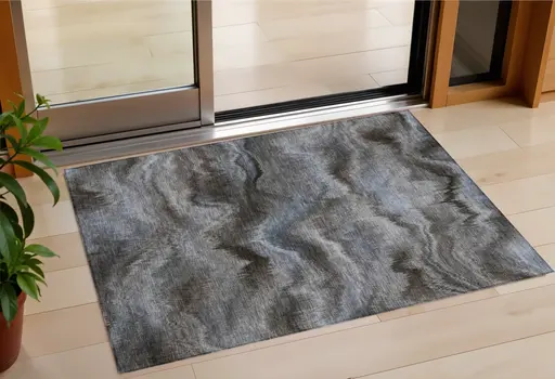 3' X 5' Taupe And Ivory Abstract Washable Indoor Outdoor Area Rug