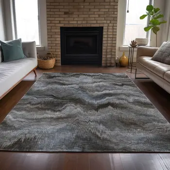 5' X 8' Taupe And Ivory Abstract Washable Indoor Outdoor Area Rug