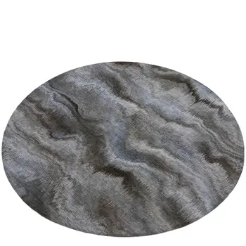 8' Taupe And Ivory Round Abstract Washable Indoor Outdoor Area Rug