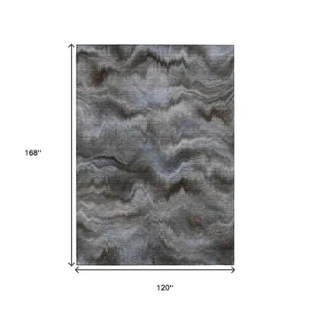 10' X 14' Taupe And Ivory Abstract Washable Indoor Outdoor Area Rug