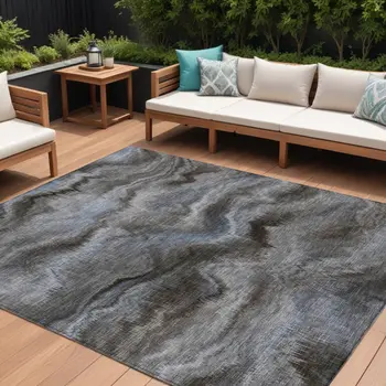 10' X 14' Taupe And Ivory Abstract Washable Indoor Outdoor Area Rug