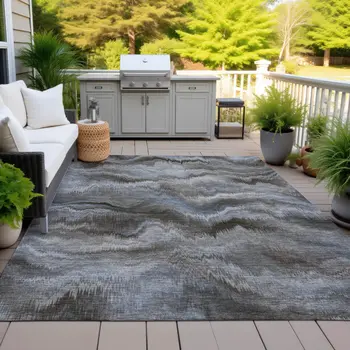 10' X 14' Taupe And Ivory Abstract Washable Indoor Outdoor Area Rug