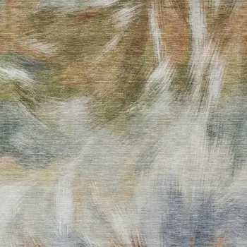 3' X 5' Beige And Copper Abstract Washable Indoor Outdoor Area Rug
