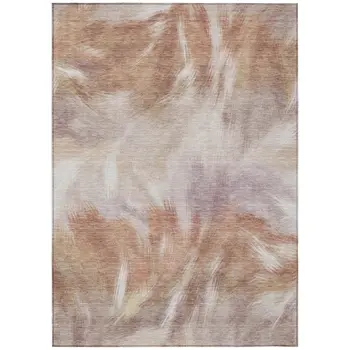 5' X 8' Copper And Ivory Abstract Washable Indoor Outdoor Area Rug
