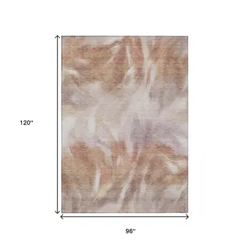 8' X 10' Copper And Ivory Abstract Washable Indoor Outdoor Area Rug