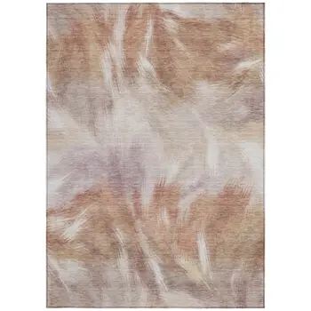 10' X 14' Copper And Ivory Abstract Washable Indoor Outdoor Area Rug