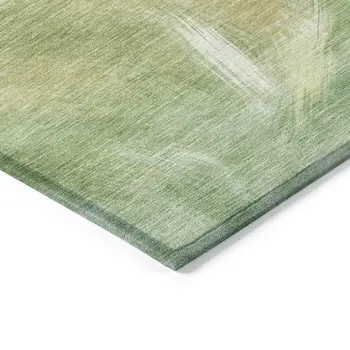 3' X 5' Green And Ivory Abstract Washable Indoor Outdoor Area Rug