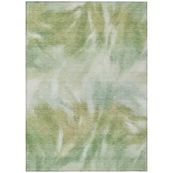 8' X 10' Green And Ivory Abstract Washable Indoor Outdoor Area Rug