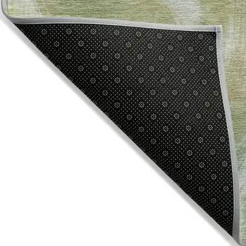 8' X 10' Green And Ivory Abstract Washable Indoor Outdoor Area Rug