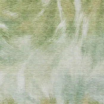 10' X 14' Green And Ivory Abstract Washable Indoor Outdoor Area Rug