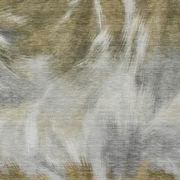 5' X 8' Pewter And Silver Abstract Washable Indoor Outdoor Area Rug