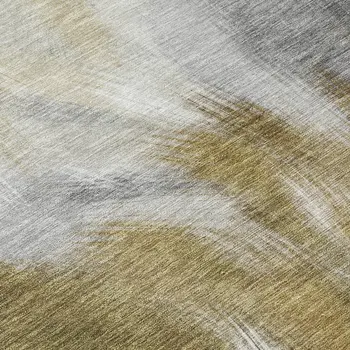8' Pewter And Silver Round Abstract Washable Indoor Outdoor Area Rug