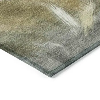 9' X 12' Pewter And Silver Abstract Washable Indoor Outdoor Area Rug