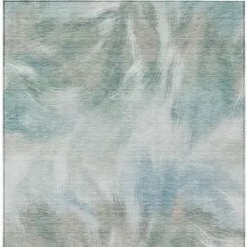 3' X 5' Sky Blue And Ivory Abstract Washable Indoor Outdoor Area Rug
