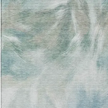 3' X 5' Sky Blue And Ivory Abstract Washable Indoor Outdoor Area Rug