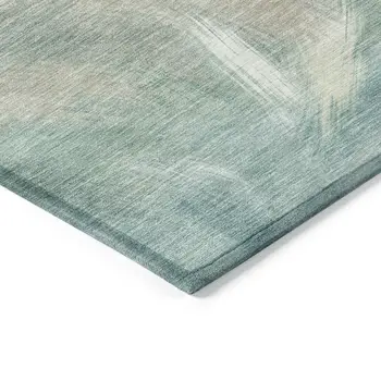 8' X 10' Sky Blue And Ivory Abstract Washable Indoor Outdoor Area Rug