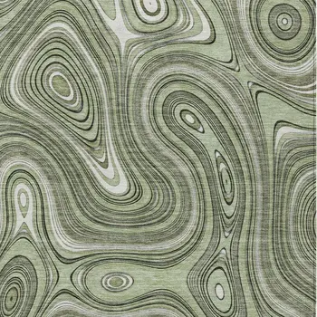 8' X 10' Artichoke Green And Ivory Geometric Washable Indoor Outdoor Area Rug