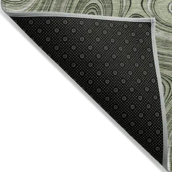 10' X 14' Artichoke Green And Ivory Geometric Washable Indoor Outdoor Area Rug