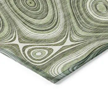 10' X 14' Artichoke Green And Ivory Geometric Washable Indoor Outdoor Area Rug