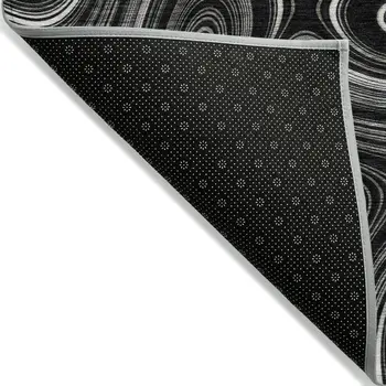 3' X 5' Black And Ivory Geometric Washable Indoor Outdoor Area Rug