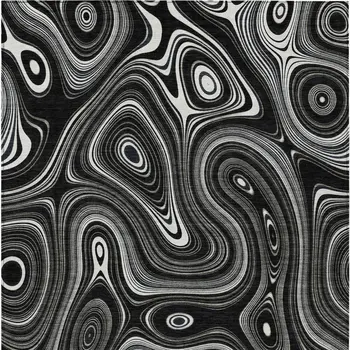 5' X 8' Black And Ivory Geometric Washable Indoor Outdoor Area Rug