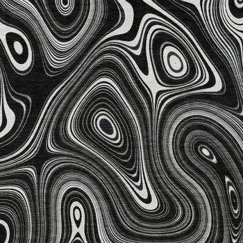 5' X 8' Black And Ivory Geometric Washable Indoor Outdoor Area Rug