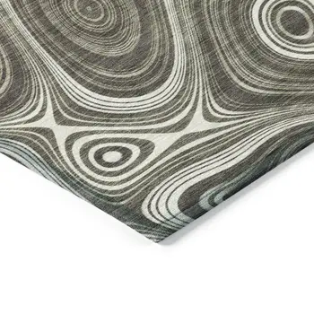 5' X 8' Gray And Ivory Geometric Washable Indoor Outdoor Area Rug