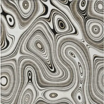 8' X 10' Ivory And Charcoal Geometric Washable Indoor Outdoor Area Rug