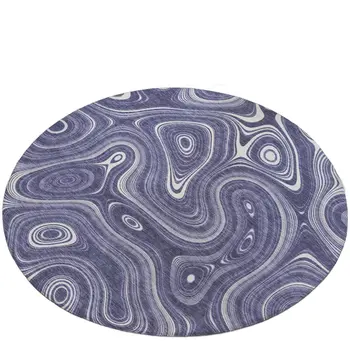 8' Plum And Ivory Round Geometric Washable Indoor Outdoor Area Rug