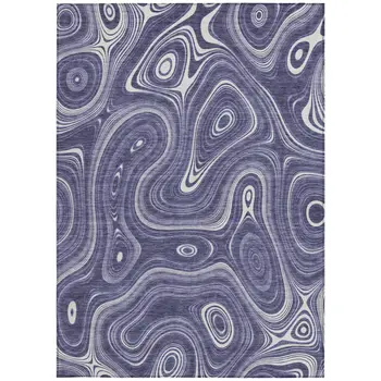 9' X 12' Plum And Ivory Geometric Washable Indoor Outdoor Area Rug