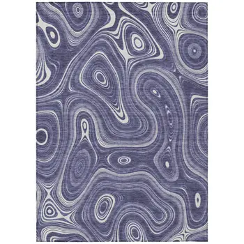 9' X 12' Plum And Ivory Geometric Washable Indoor Outdoor Area Rug
