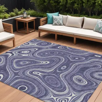 10' X 14' Plum And Ivory Geometric Washable Indoor Outdoor Area Rug