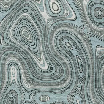 8' X 10' Sky Blue And Gray Geometric Washable Indoor Outdoor Area Rug