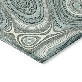 10' X 14' Sky Blue And Gray Geometric Washable Indoor Outdoor Area Rug
