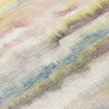 3' X 5' Gold Gray And Ivory Striped Washable Indoor Outdoor Area Rug